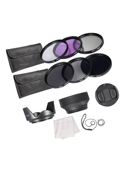 Buy 58mm Lens Filter Kit UV+CPL+FLD+ND(ND2 ND4 ND8) with Carry Pouch / Lens Cap / Lens Cap Holder / Tulip & Rubber Lens Hoods / Cleaning Cloth in UAE