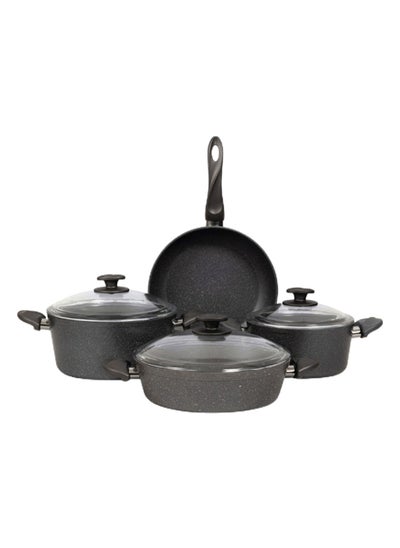 اشتري Dara Casserole and Fry Pan Set, Dark Grey, Clear & Black - 26 cm في الامارات