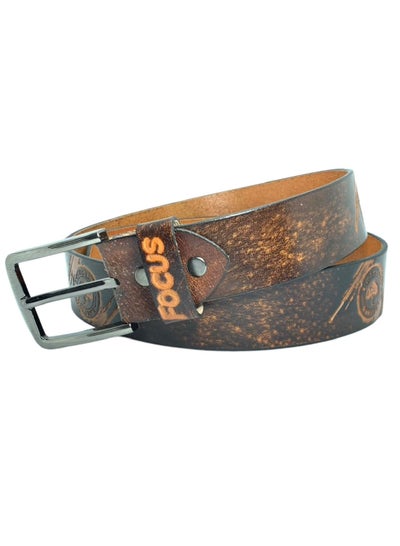 Buy Focus Genuine Leather Belts for men Printed 40MM Belt men 20112 (Tan) by Milano Leather in UAE