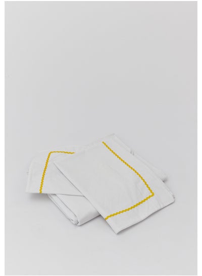 Buy White Bedsheet (240x260cm) + yellow Zigzag Pillow Cases in Egypt