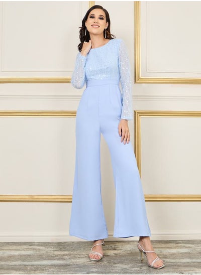 Buy Sequin Tassel Detail Wide Leg Tailored Jumpsuit in Saudi Arabia