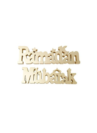 Buy 2 Pieces Ramadan Mubarak Wood Sign Eid Mubarak Wooden Tabletop Decor Ramadan Wooden Letter Sign Moon Star Islamic Decor Mosque Centerpiece Table Signs for Ramadan Eid Mubarak Home Decoration in UAE