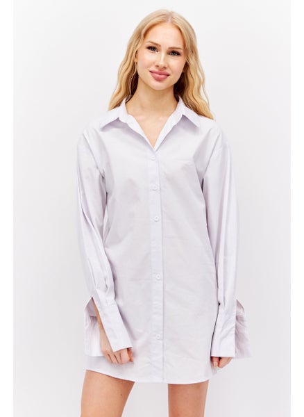 Buy Women Plain Shirt Dress, White in UAE