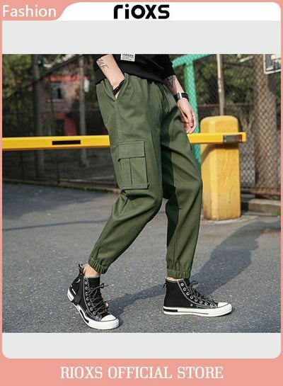 Buy Men's Cargo Regular Fit Pants Fashion Trousers Casual Workout Jogging Drawstring Pants With Multiple Pockets in UAE