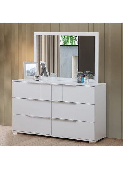 اشتري Brooklyn Dresser with Mirror Durable Vanity Table Dressing Makeup Desk with Storage Modern Design Bedroom Furnitures L 137 x W 45.3 x H 81.6 cm White في الامارات