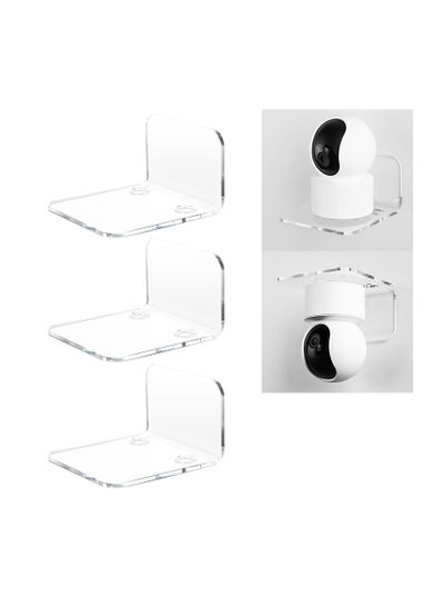 Buy Acrylic Floating Wall Shelves Set of 3 for Security Cameras, Baby Monitors, Speakers - Universal Small Wall Shelf with Cable Clips, 10-Piece Strong Tapes, No Drill (Clear) in Saudi Arabia