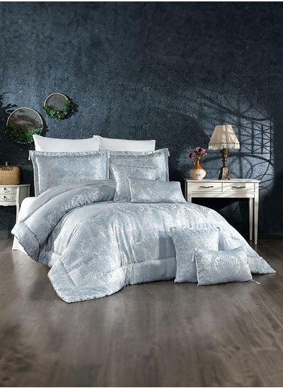 Buy Vittoria | 10 Pieces Copland Comforter Set-King - 260x240 cm - Cyan in Saudi Arabia