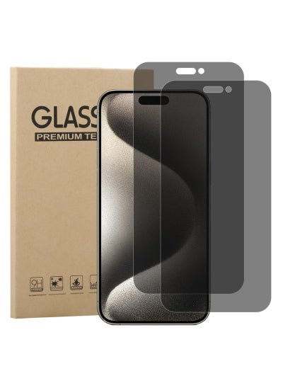 Buy Privacy Screen for iPhone 15 Pro Max, Pack of 2 Nti-Spying Tempered Glass Screen Protector, Easy Installation Tool, Anti-Spy Tempered Glass Screen Protector, Anti-Scratch, Bubble-Free in Egypt