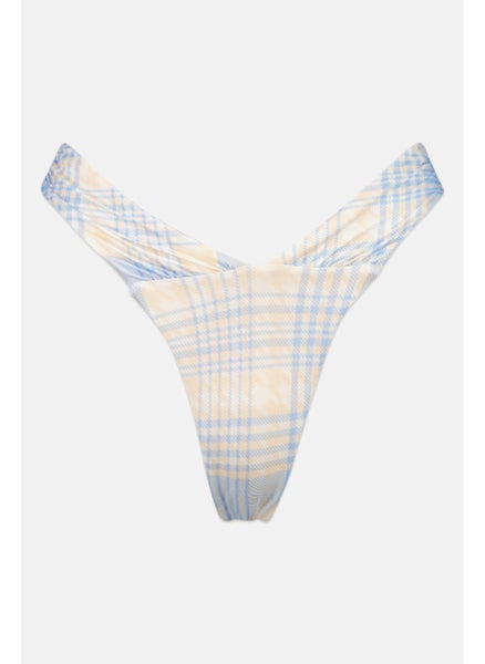 اشتري Women Checked Bikini Bottom, Cream/Blue في الامارات