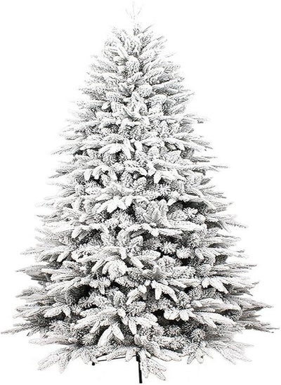 Buy White Christmas Tree Snow 7ft Flocked Spruce Snowy Holiday Xmas Tree for Home and Office 210cm Tall with 1100 Full Branches Tips,Easy Assembly,Metal Stand in Egypt