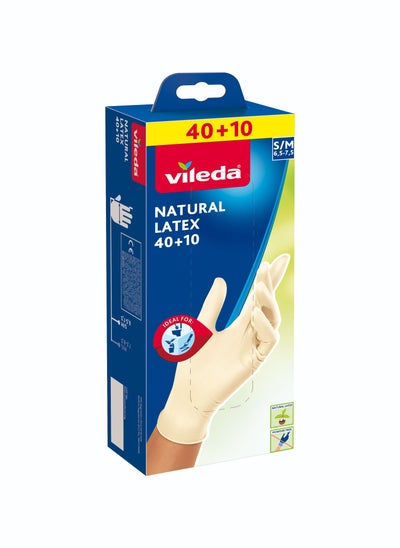 Buy Latex Disposable Gloves 40+10 Free S/M Size Powder-Free Rubber Gloves in Saudi Arabia