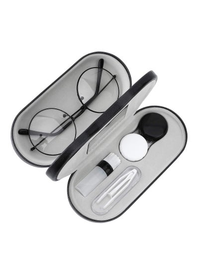 Buy Double Eyeglass Case, KASTWAVE Contact Lens Case with Mirror Tweezers Remover, 2 in 1 Double Sided Portable Contact Lens Box Holder Container Soak Storage Kit Sunglasses Pouch for Men & Women in UAE