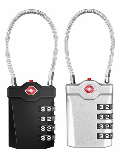 اشتري Luggage Lock, Password Travel Lock, Luggage Locks TSA Approved with Inspection Indicator, 4 Digit Combination Travel Lock with 5.5 Inch Cable for Suitcases, Backpack, Baggage في السعودية