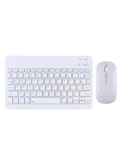 اشتري Ultra-thin portable rechargeable wireless keyboard and mouse compatible with most devices that support android IOS Windows white color في السعودية