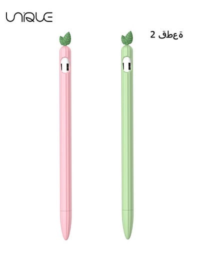 Buy 2Pcs Lovely Fruit Design Silicone Soft Protective Cover Accessories Compatible with Apple Pencil 1nd Generation Soft iPencil Case Sleeve Cute Soft Grip Pouch Cap Holder with Tip Nip Cover (Pink/Green) in UAE