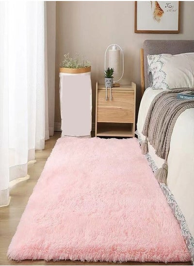 Buy Modern Home Floor Mat Carpet Furry Rug Fluffy Soft For Bedroom Decor Washable Grey 80 x 160 cm in UAE