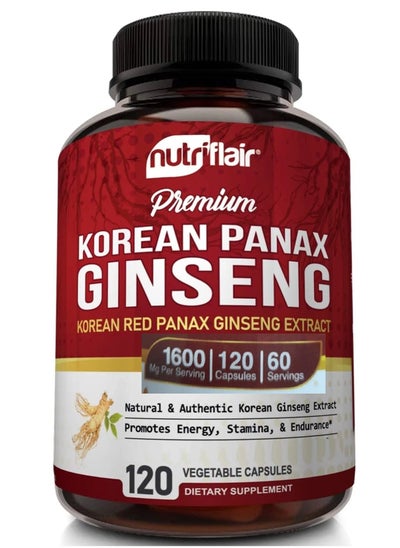 Buy NutriFlair Korean Red Panax Ginseng Extract 1600mg, 120 Capsules in UAE