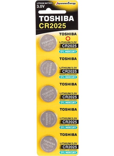 Buy Toshiba CR2025 3V Lithium Battery Pack of 5 in UAE