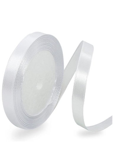 اشتري White Satin Ribbon, 12mm x 25yd Fabric Polyester Ribbon for Gift Wrapping, Party Favors, Wedding Decorations, Bow Making, Bouquets, Sewing Projects & Craft Supplies في الامارات