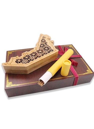 Buy Bakhoor Bosidin- Luxury Oud Incense Burner UAE Map Design with 20pcs 1.4mm Oud Sticks in UAE