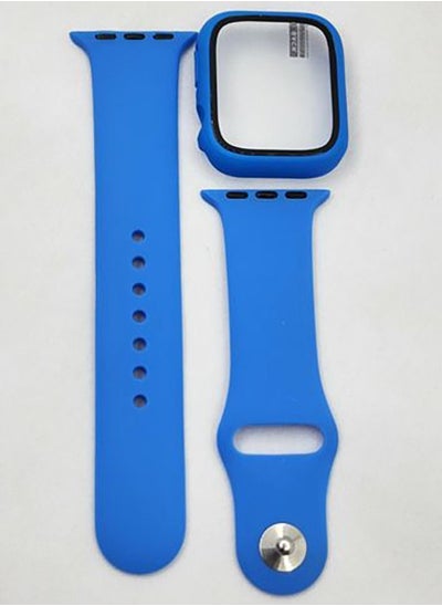 Buy Apple Watch Series 7 (41mm) Cover With Screen Protector & Silicon Strap Replacement - Sky Lake Blue in Egypt