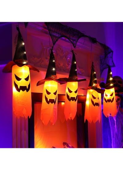 اشتري Halloween Decorative LED Lanterns Pumpkin Lanterns Witch Hat Hanging Lanterns Ghost Lantern Strings في الامارات