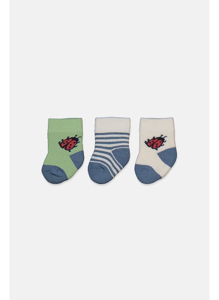 اشتري Toddlers Unisex 3 Pairs Terry Socks, White and Green في الامارات