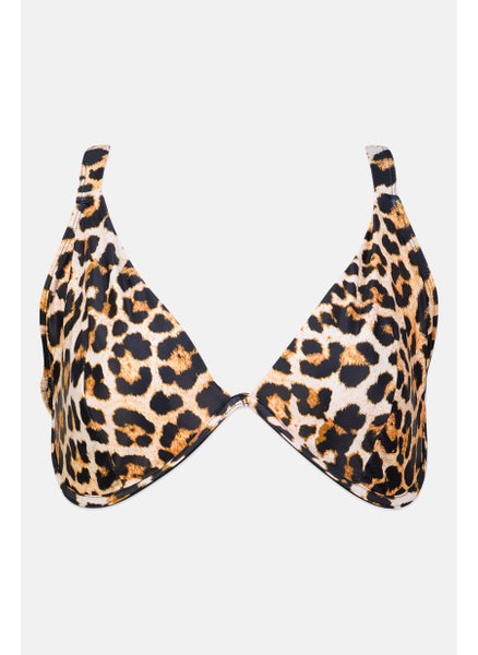 اشتري Women Animal Print Bikini Top, Black Combo في الامارات