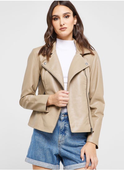 Buy Pu Pocket Detail Jacket in UAE