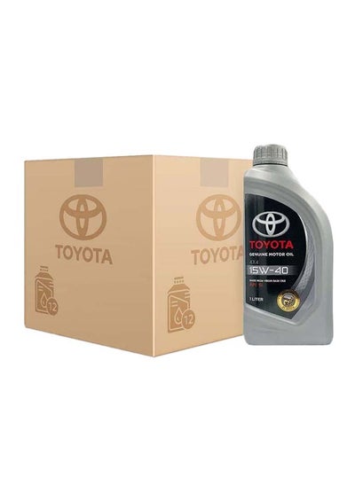 اشتري Original Toyota 15W40 engine oil, one liter, carton of 12 pieces في السعودية