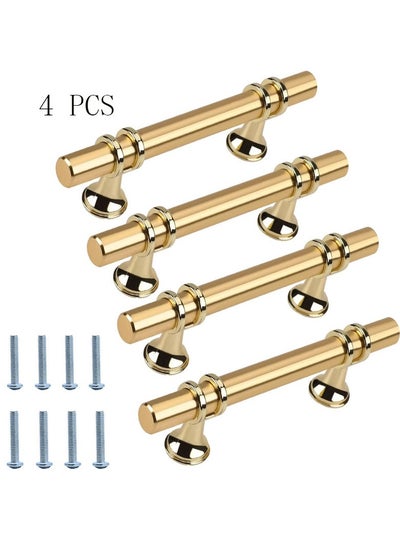 Buy Stylish gold zinc alloy cabinet handles 4-pack for drawers and dresser doors in Saudi Arabia