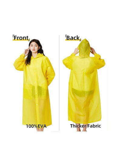 Buy Reusable Vinyl Rain Coat with Attached Hoods Yellow in Saudi Arabia