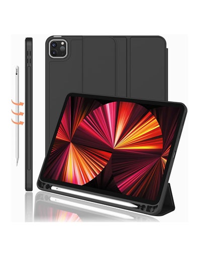 اشتري New iPad Pro 12.9 Inch Case 2022/2021/2020(6th/5th/4th Gen) with Pencil Holder,Smart iPad Case [Support Touch ID and Auto Wake/Sleep] with Auto 2nd Gen Pencil Charging (Black) في مصر