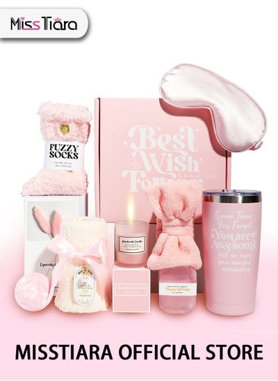 اشتري Gift Basket for Women - Birthday Gift Box Get Well Soon Gift Set Contains 11 Inspirational Gifts Relaxing Spa Treatment Package for Women Bestie Friendship Female Friend Gift في السعودية