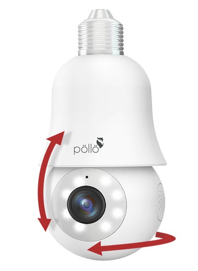 Buy Pollo 3MP Guardian Bulb Smart Wi-Fi PTZ Security Camera Color Night Vision with 2-Way Audio, Human Tracking, Kids Monitoring, 360 Degree Rotation, Upto 128GB Micro SDCard Supported in UAE