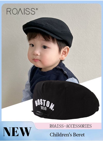 اشتري Adjustable Children's Beret, Sun Protection Breathable Spring Autumn Peaked Cap for Boys and Girls Age 2-6, Black في الامارات