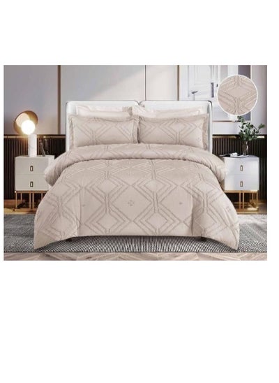 Buy Comforter set Pattern Tufted Soft & Breathable Microfiber king size 6pcs, Embroidered Textured Bedding Set in UAE