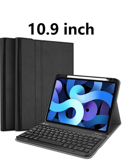 Buy Wireless Bluetooth Keyboard and Tablet Case for 10.9-inch iPad, Arabic & English, Black in Saudi Arabia