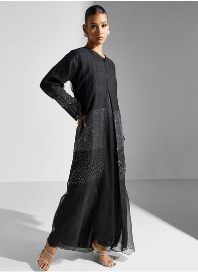 Buy Embellished Flared Sleeve Abaya in Saudi Arabia