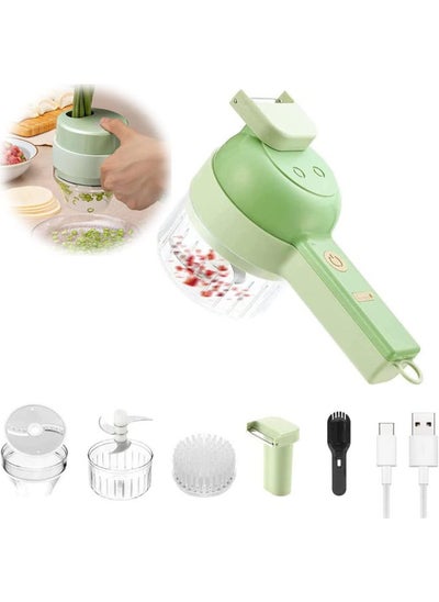 Buy Mini Electric Garlic Chopper 4 In 1 Handheld Electric Vegetable Cutter Set with Brush for Garlic Pepper Chili Onion Celery Ginger Meat in UAE