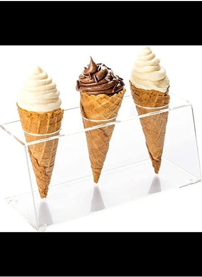 Buy Clear Acrylic Ice Cream Cone Holder 3 slots Restaurantware in Saudi Arabia