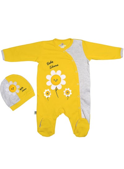 Buy Baby Sunflower Jumpsuit footed with Beanie set in Egypt