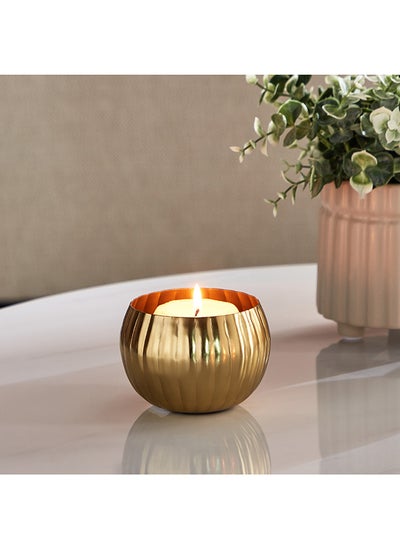 Buy Aristo Ribbed Metal Votive Holder 10 x 8 x 10 cm in UAE