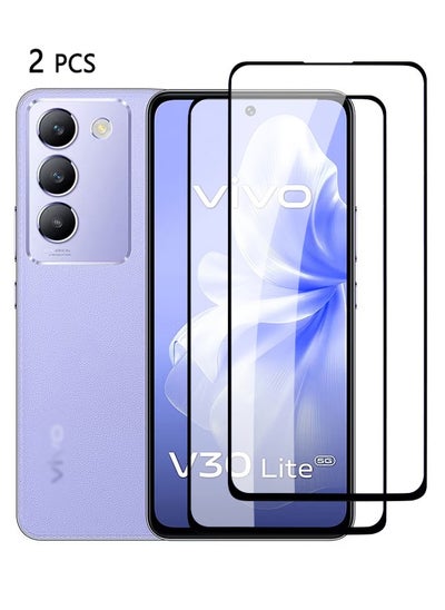 Buy 2 PCS Tempered Glass Screen Protector for Vivo V30 Lite with Full Coverage, Comfortable Touch Feeling, Easy Clean Install, HD Anti-scratch Anti-drop Anti-fingerprint Phone Display Cover Accessory in UAE