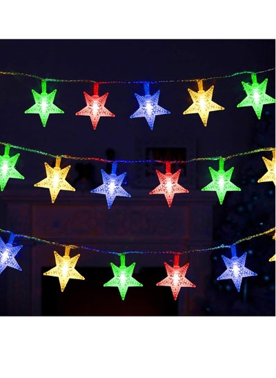 Buy Multicolor Star Fairy String Lights 2Mtr 20 LEDs AA Battery Powered LED String Lights for Christmas EID Ramadan Diwali Wedding Birthday Party Home Decoration Waterproof with Steady Mode LED Strip in UAE