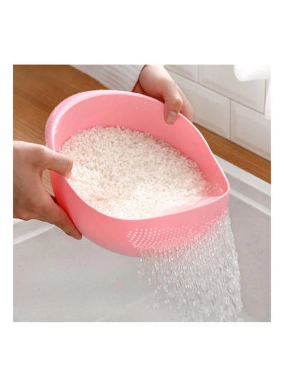 Buy Pink Large Rice Washing Bowl Colander Strainer Bowl in UAE
