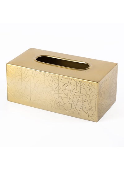 اشتري Favo Tissue Box, Gold - 25x13 cm في الامارات