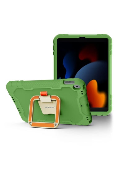 اشتري Moxedo Rugged Protective EVA Foam Silicone Kids Case Cover, Shockproof Foldable 360 Rotatable Stand Handle Grip with Pencil Holder Compatible for Apple iPad 2021 (9th Gen) 10.2 inch (Green) في الامارات