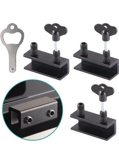 Buy 4 Sets Sliding Window Locks with Key Easy to Install, for Vertical Horizontal Sliding Windows Doors, Adjustable Security Window Lock for Patio Bedroom Home and Office in UAE