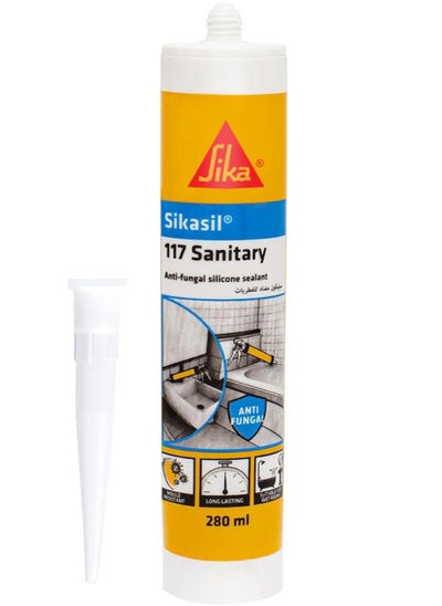 Buy Sika Sikasil-117 Sanitary, Transparent, Anti-fungal acetoxy silicone sealant for sanitary applications, Weathering resistance, 280 ml Cartridge in UAE